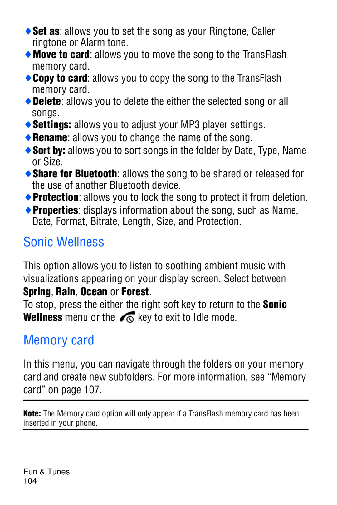 Samsung SGH-D606 user manual Sonic Wellness 