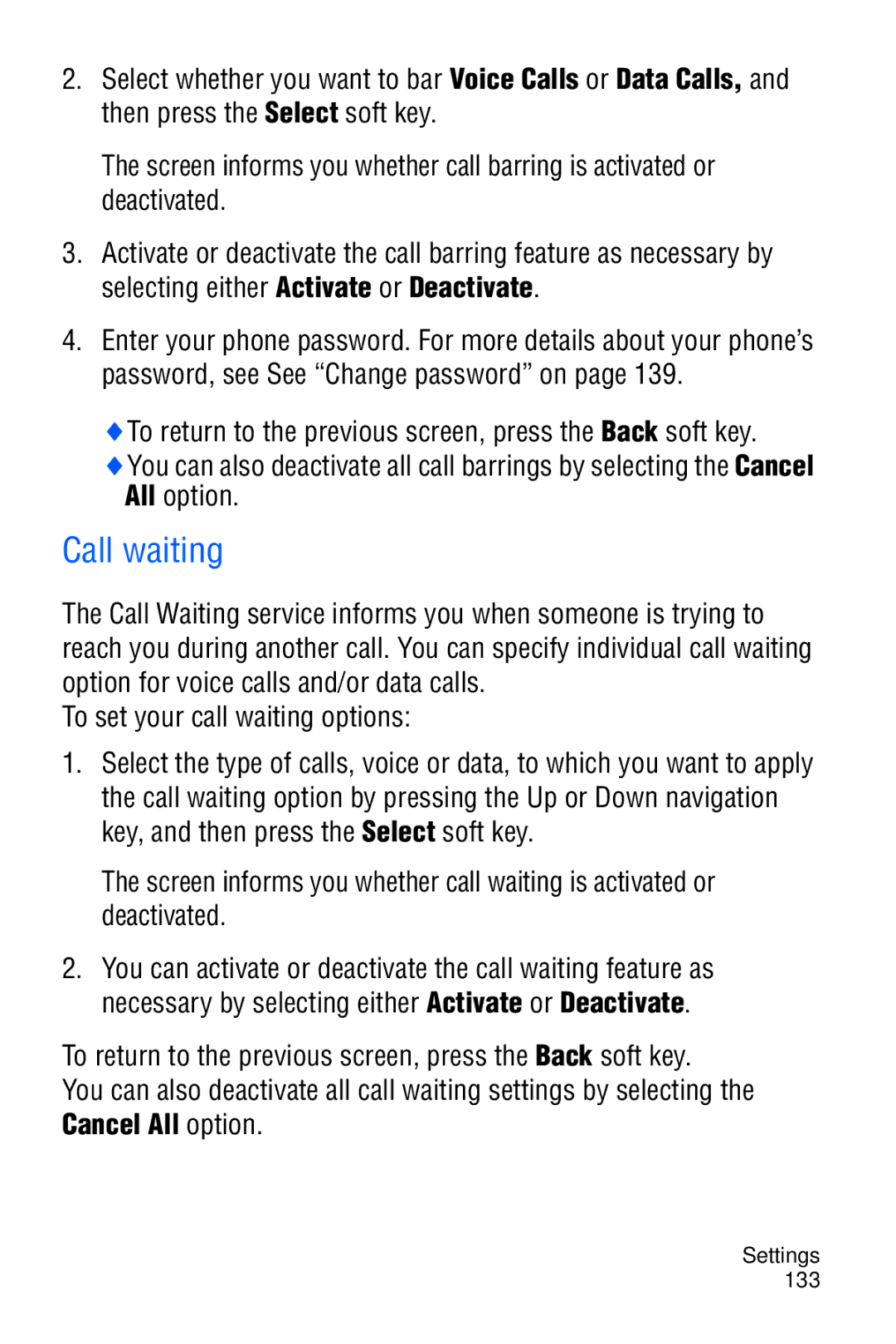 Samsung SGH-D606 user manual Call waiting 