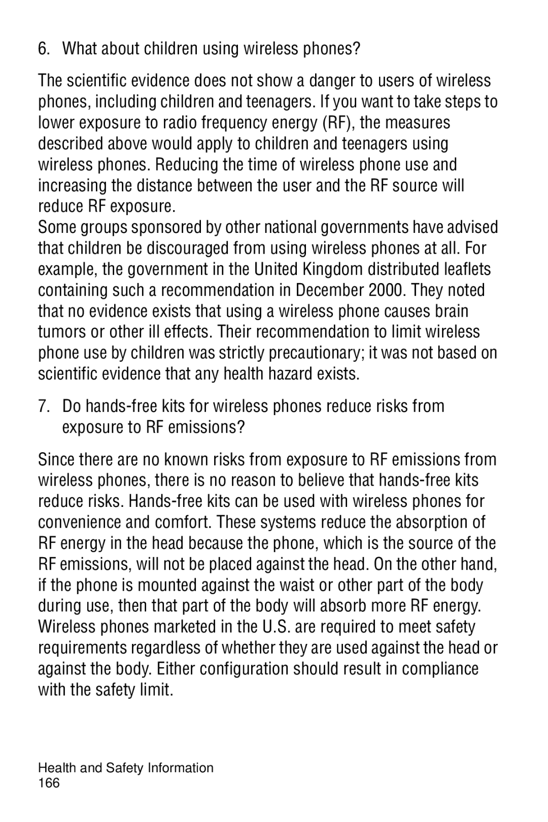 Samsung SGH-D606 user manual What about children using wireless phones? 