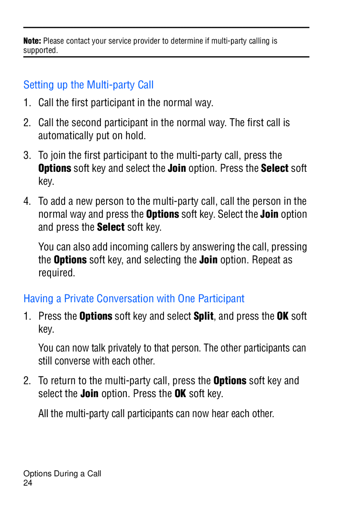 Samsung SGH-D606 user manual Setting up the Multi-party Call, Having a Private Conversation with One Participant 