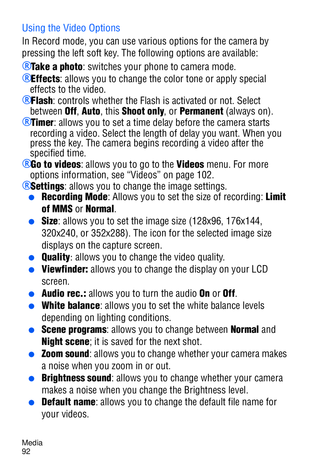 Samsung SGH-D606 user manual Using the Video Options, Effects to the video 