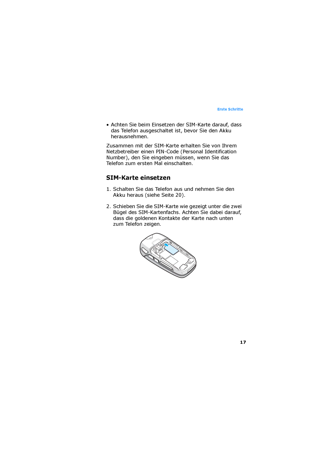 Samsung SGH-D730IBADBT manual SIM-Karte einsetzen 