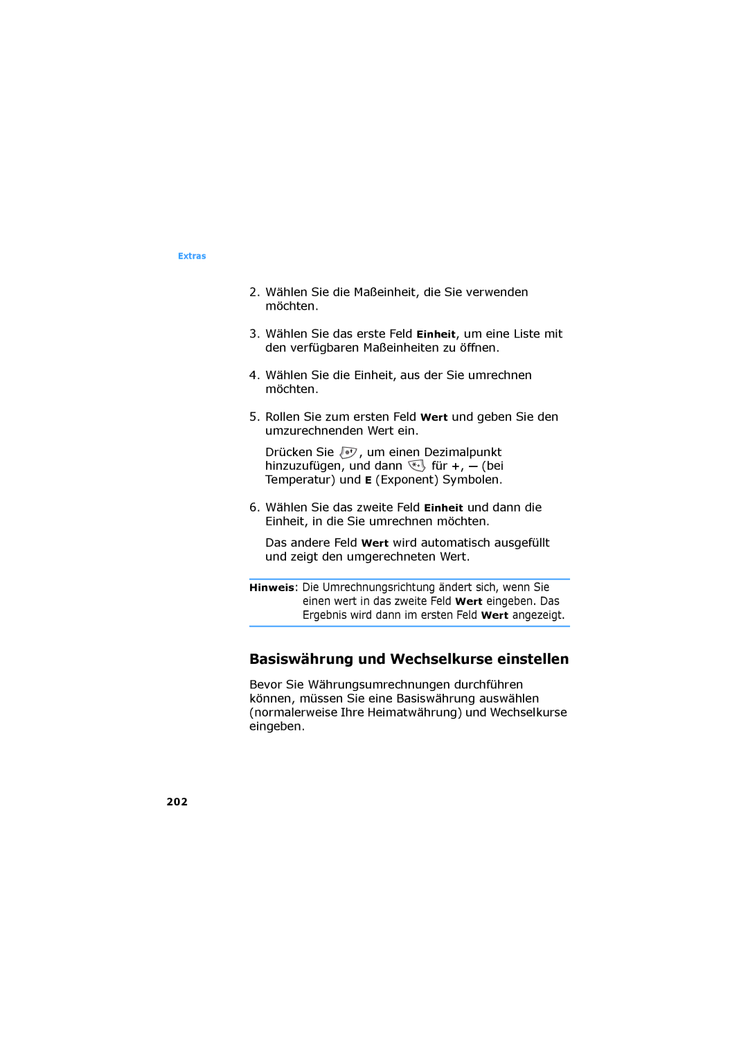 Samsung SGH-D730IBADBT manual Basiswährung und Wechselkurse einstellen, 202 