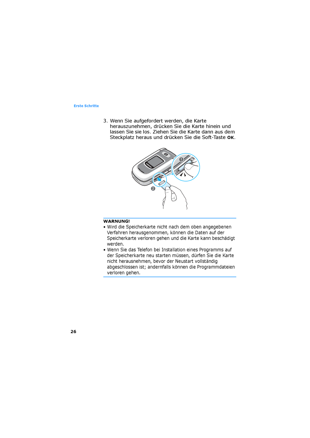 Samsung SGH-D730IBADBT manual Warnung 