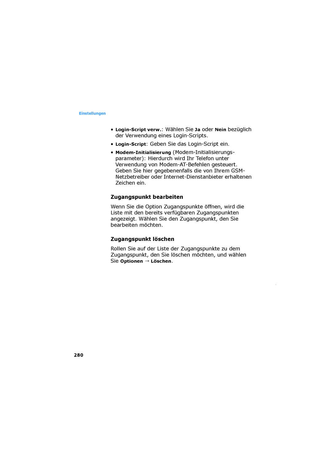 Samsung SGH-D730IBADBT manual Zugangspunkt bearbeiten, Zugangspunkt löschen 