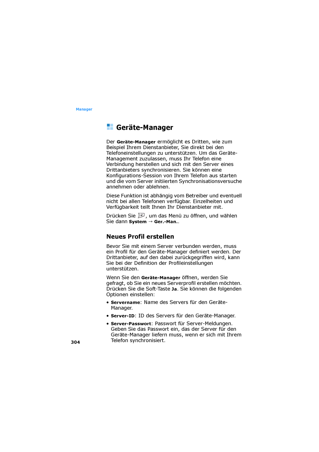 Samsung SGH-D730IBADBT manual Geräte-Manager, Sie dann System Ger.-Man 