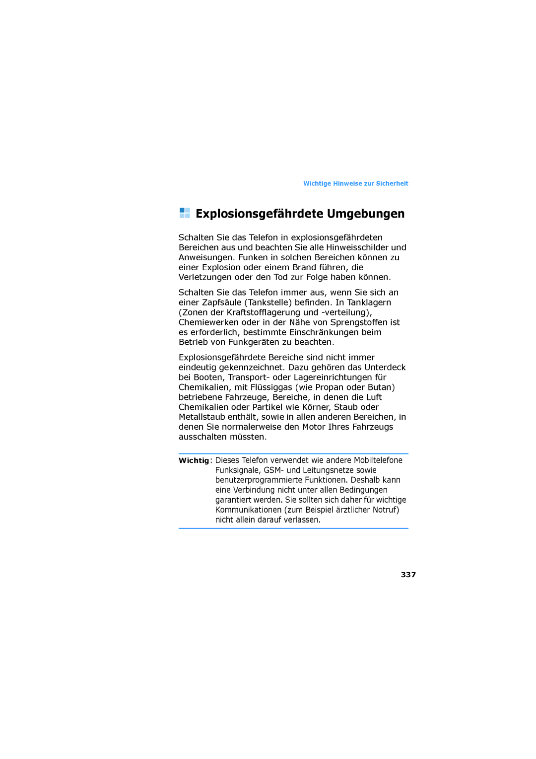 Samsung SGH-D730IBADBT manual Explosionsgefährdete Umgebungen, 337 