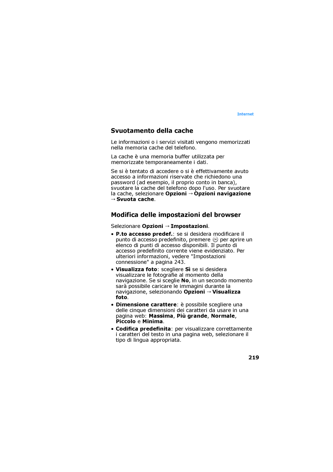 Samsung SGH-D730IBAXET manual Svuotamento della cache 