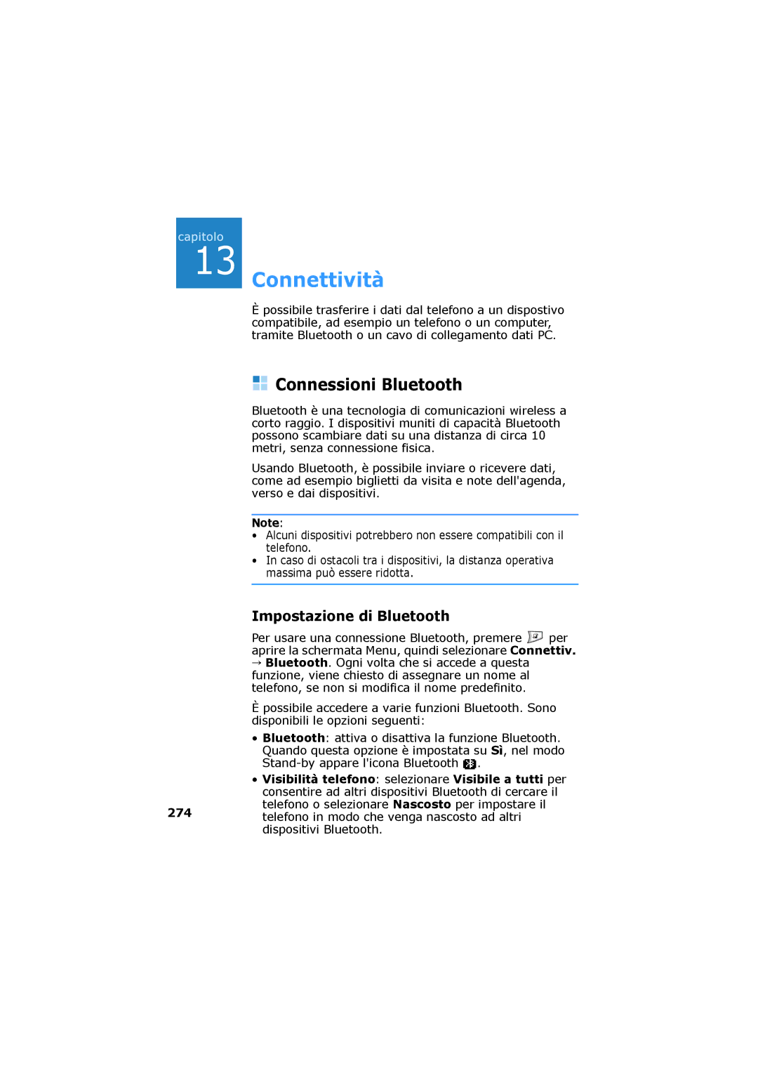 Samsung SGH-D730IBAXET manual Connessioni Bluetooth, Impostazione di Bluetooth 