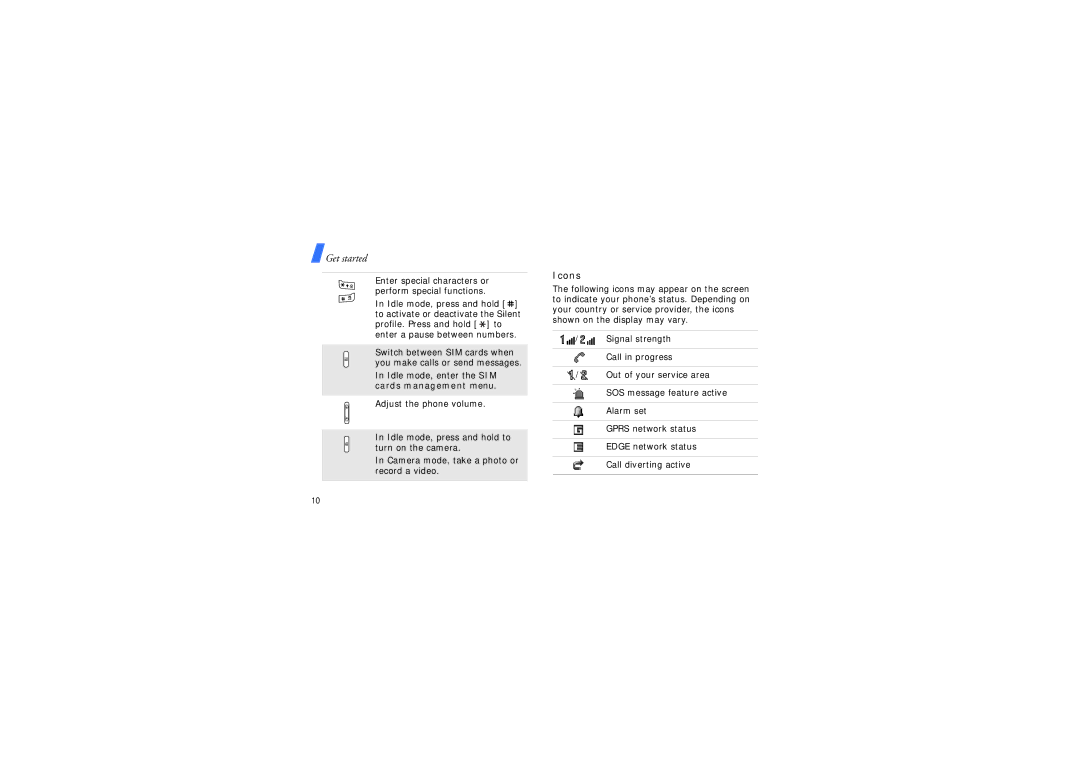 Samsung SGH-D780 manual Icons, Cards management menu 