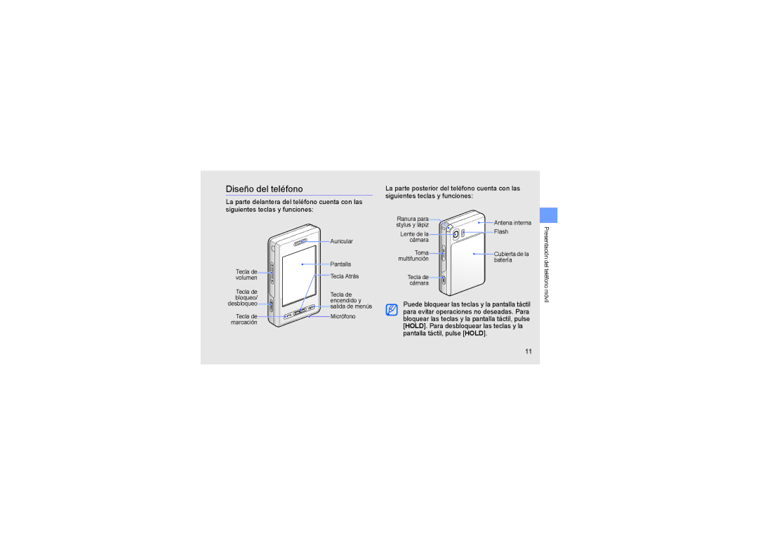 Samsung SGH-D980ZKASER, SGH-D980ZKAFOP manual Diseño del teléfono 