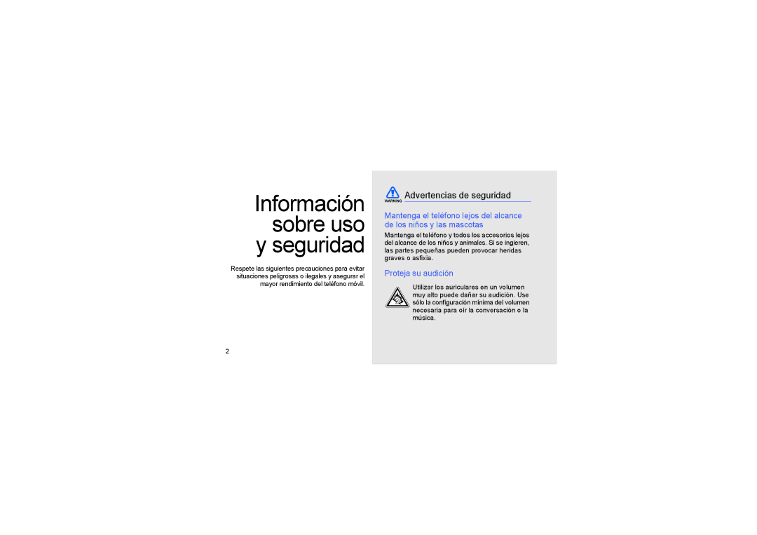 Samsung SGH-D980ZKAFOP, SGH-D980ZKASER manual Advertencias de seguridad, Proteja su audición 