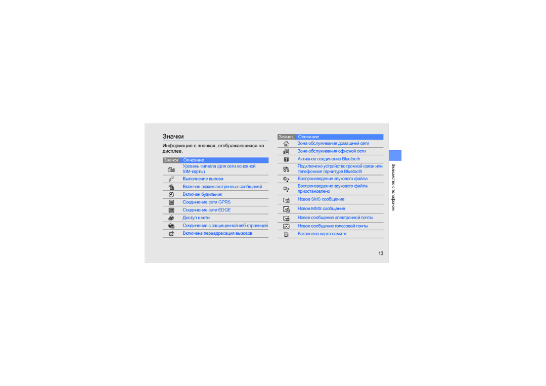 Samsung SGH-D980ZKASEB manual Значки 