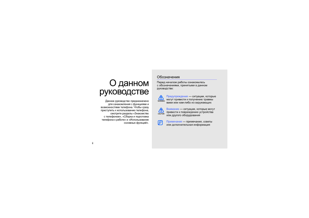 Samsung SGH-D980ZKASEB manual Данном Руководстве, Обозначения 