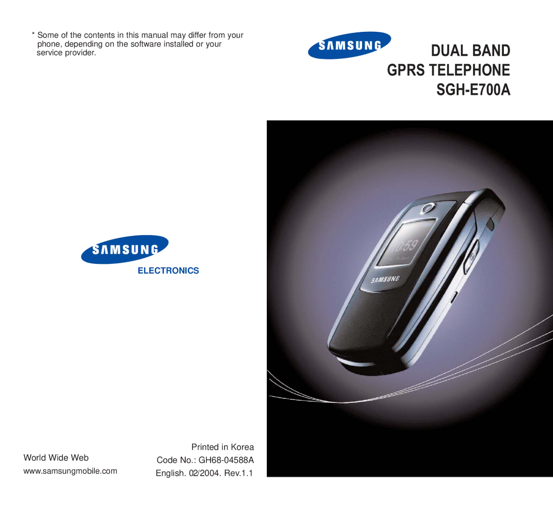 Samsung manual Dual Band Gprs Telephone SGH-E700A 