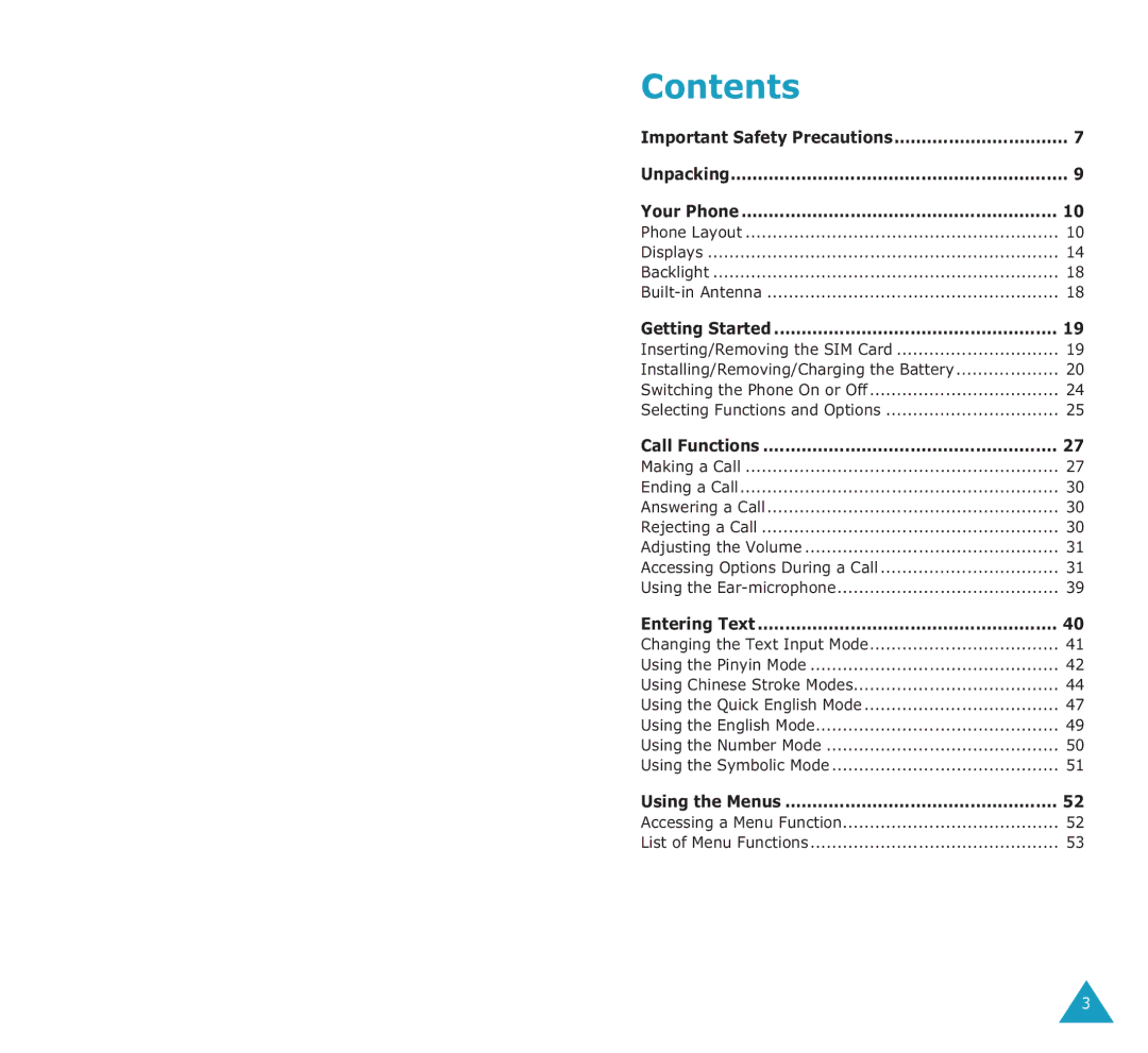 Samsung SGH-E700A manual Contents 