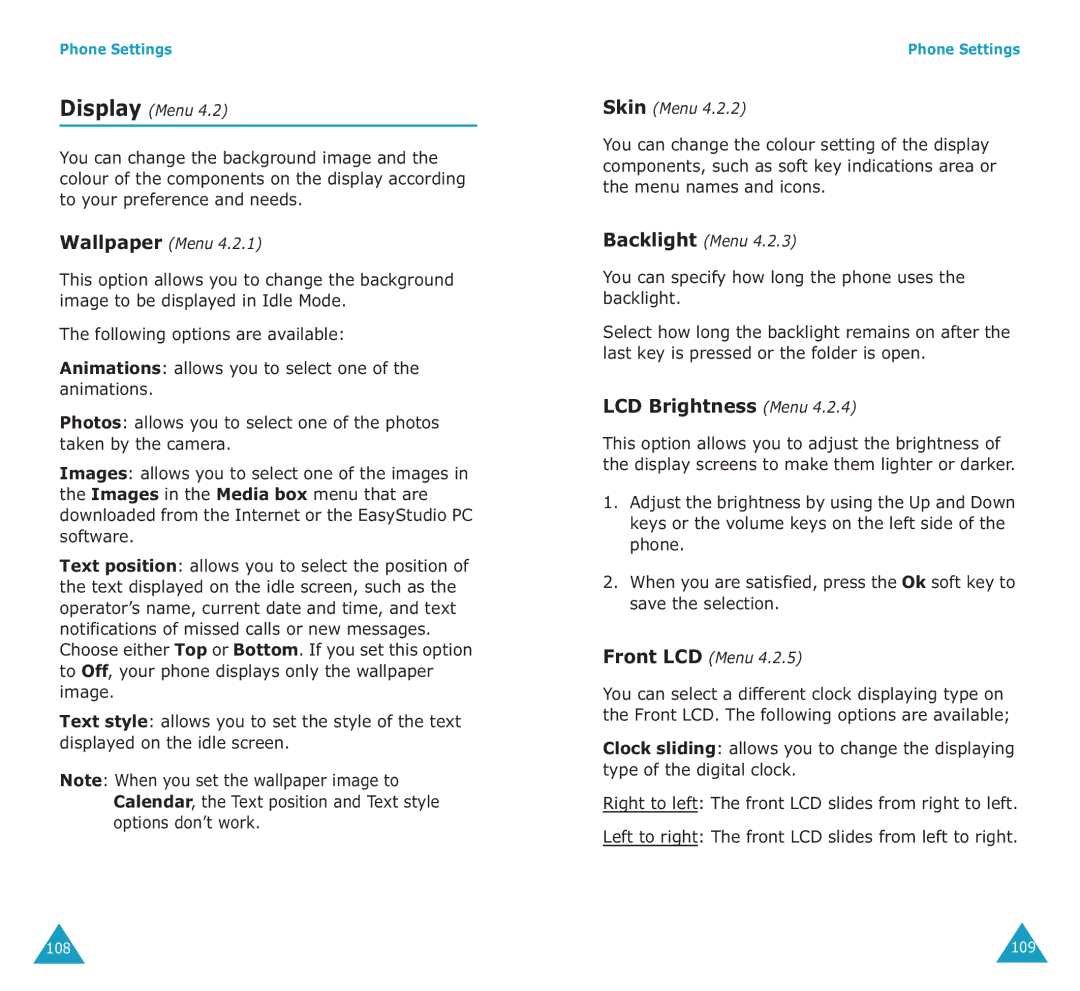 Samsung SGH-E700A manual LCD Brightness Menu, You can specify how long the phone uses the backlight 