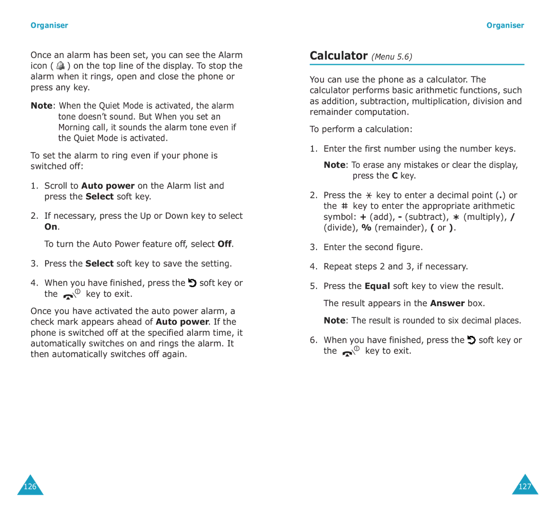 Samsung SGH-E700A manual Calculator Menu, Enter the second figure Repeat steps 2 and 3, if necessary 