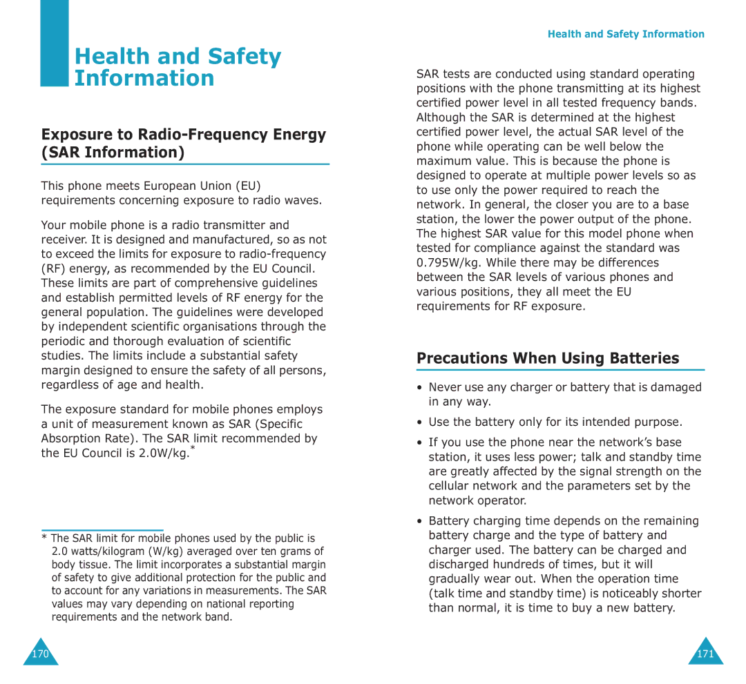 Samsung SGH-E700A manual Health and Safety Information, Exposure to Radio-Frequency Energy SAR Information 