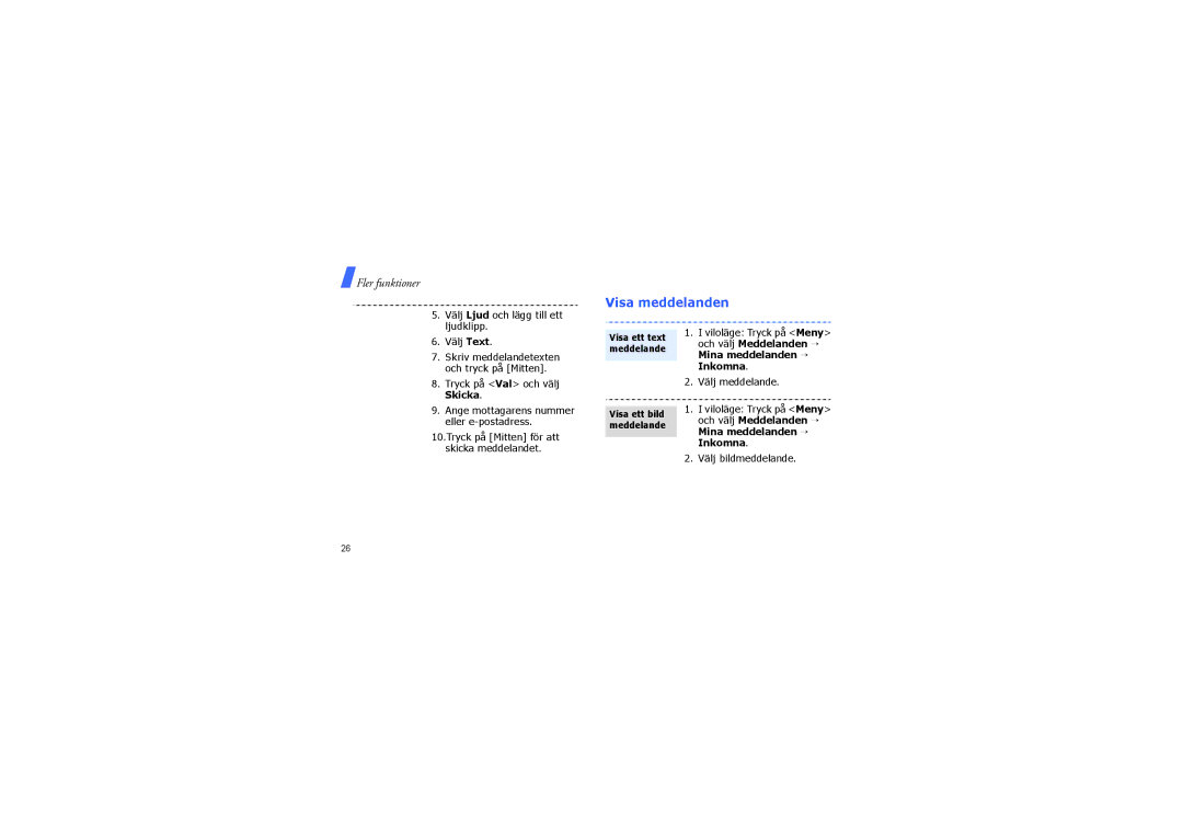 Samsung SGH-F210MBAXEU, SGH-F210MBAXEE manual Visa meddelanden 