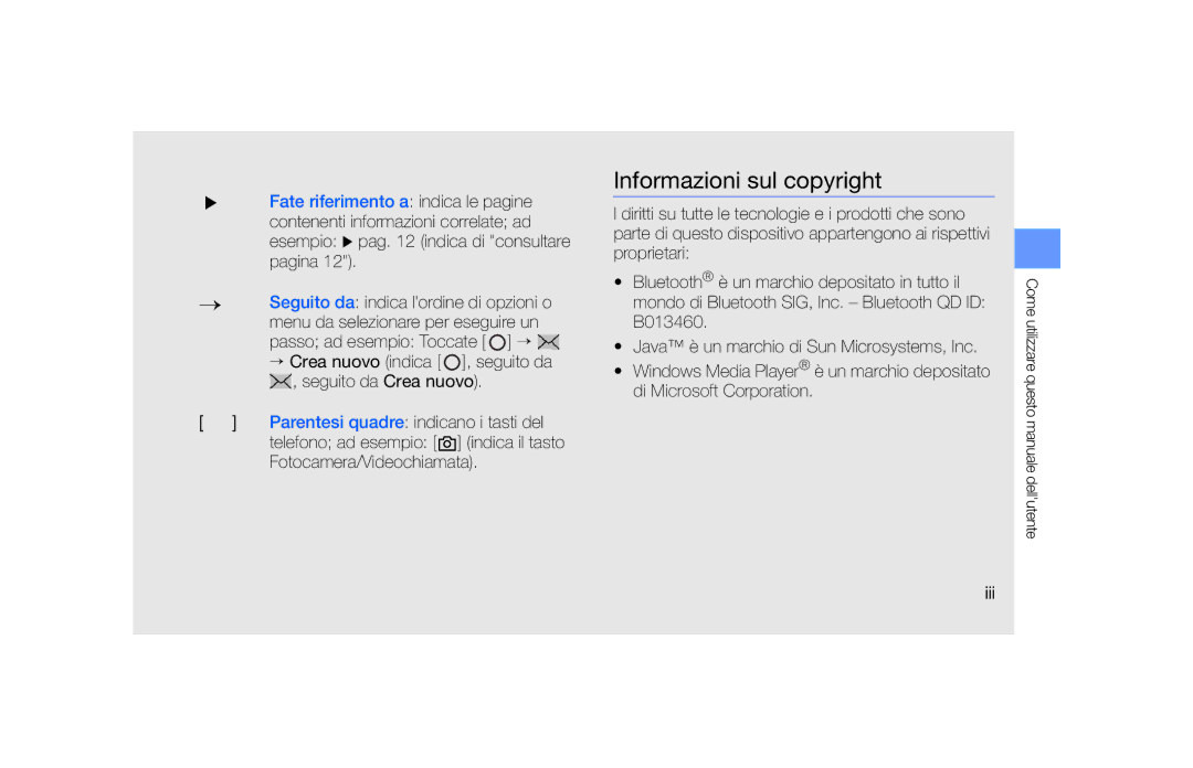 Samsung SGH-F490HAAITV, SGH-F490DBAITV, SGH-F490WRAITV, SGH-F490ZKAITV manual Informazioni sul copyright 