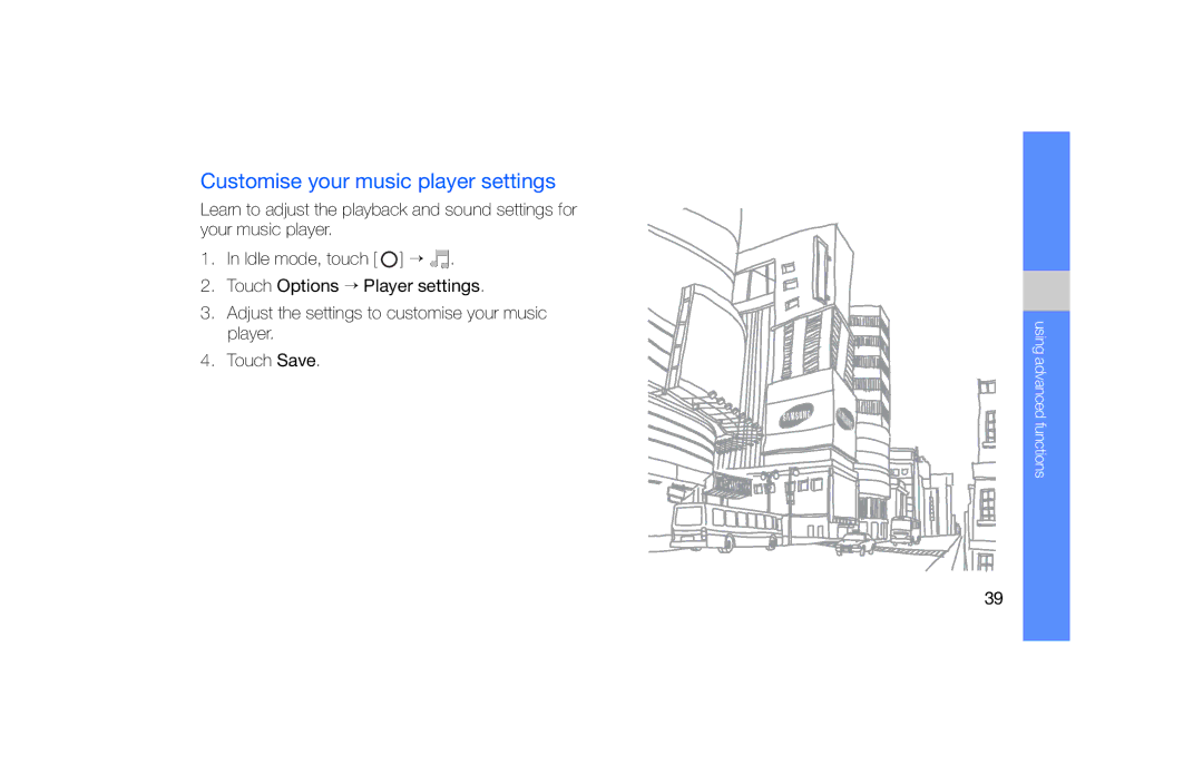 Samsung SGH-F490HAAEUR, SGH-F490ZKABOG, SGH-F490WRAXEF, SGH-F490HAAXEF, SGH-F490WRAFTM Customise your music player settings 