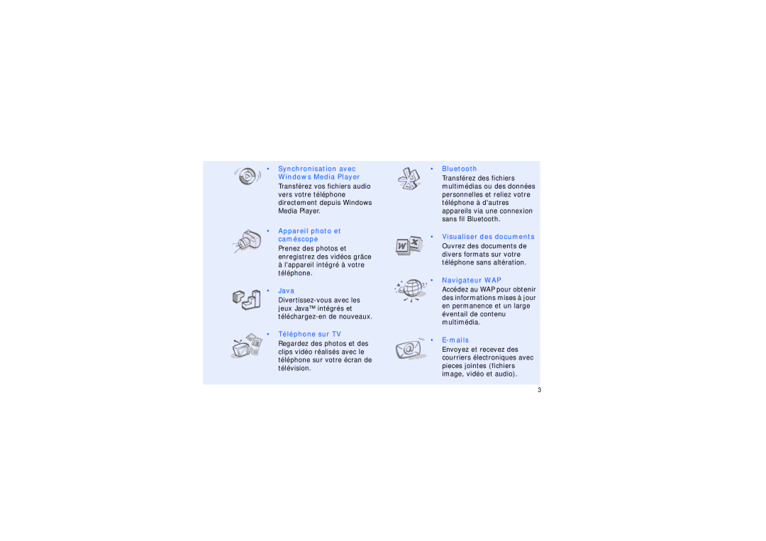 Samsung SGH-F500ZKABOG, SGH-F500ZKAXEF manual Synchronisation avec Windows Media Player, Lappareil intégré à votre téléphone 