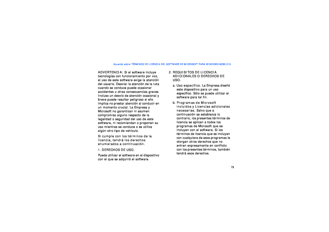 Samsung SGH-I200MAAEUS, SGH-I200MAAAMN, SGH-I200HBBXEC manual Requisitos De Licencia Adicionales O Derechos De Uso 