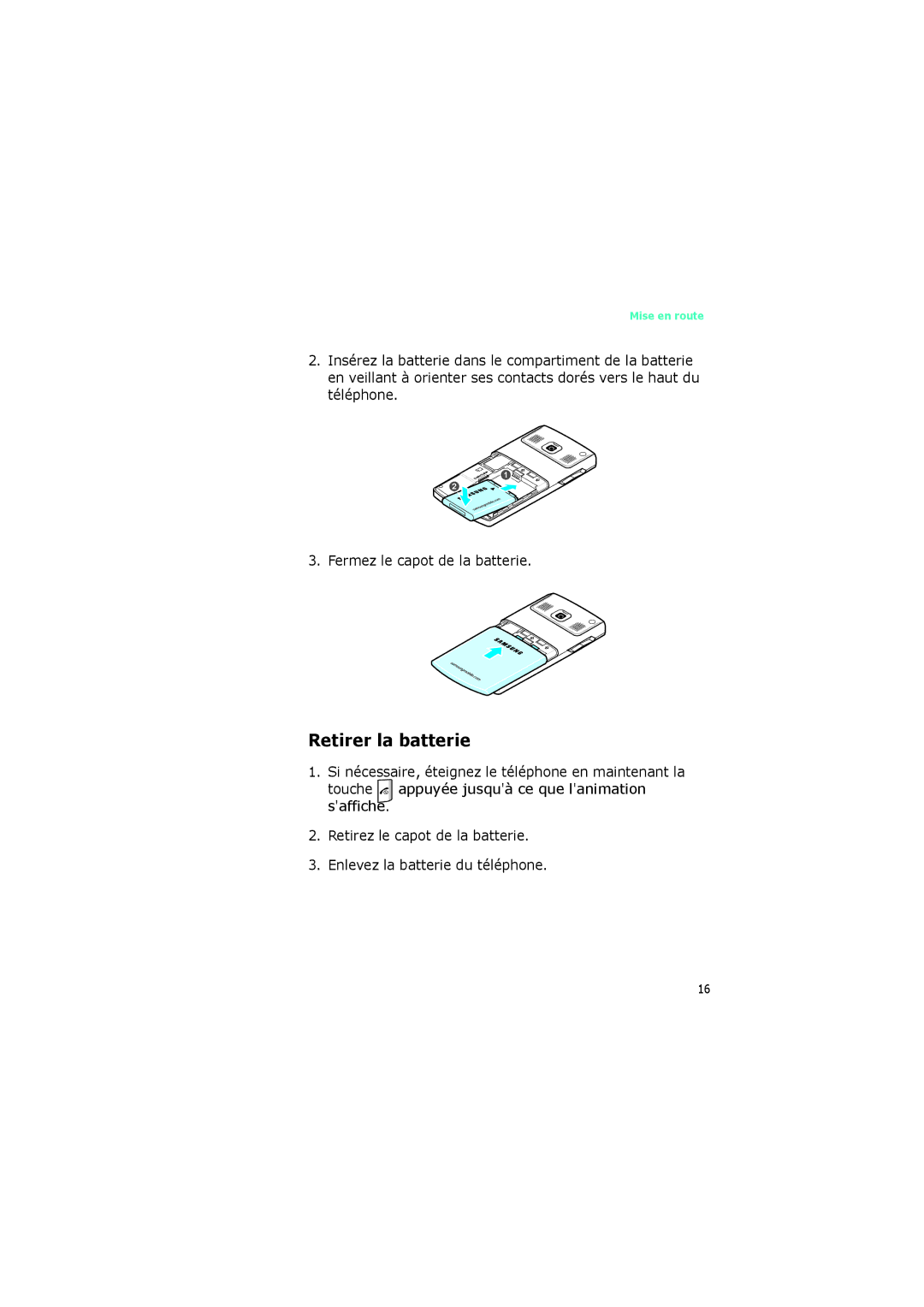 Samsung SGH-I320ZKAFTM, SGH-I320ZKAXEF, SGH-I320ZKADIX manual Retirer la batterie 