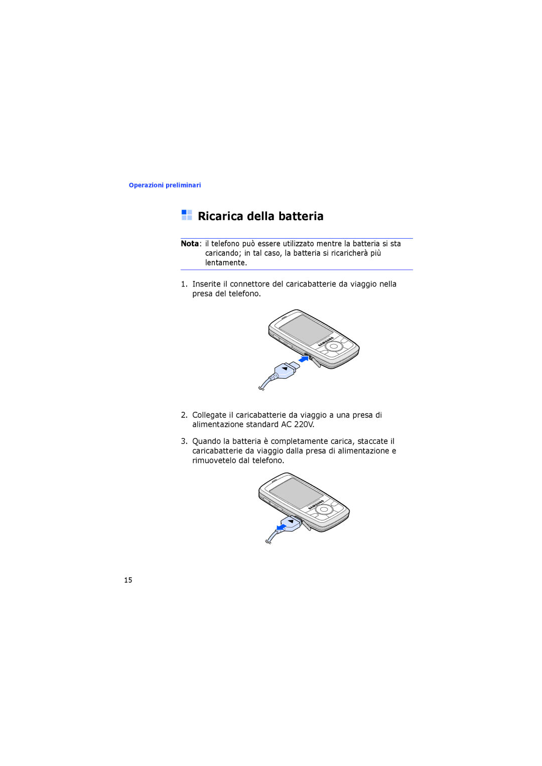 Samsung SGH-I400ZKAXET, SGH-I400PRAXET manual Ricarica della batteria 