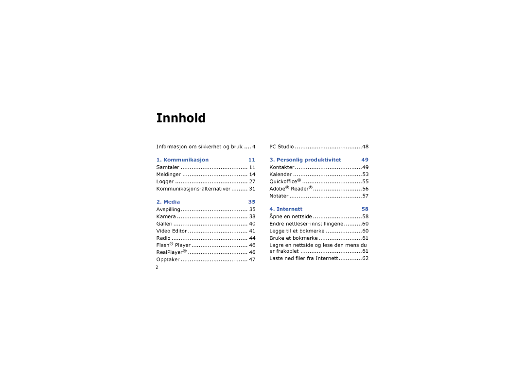 Samsung SGH-I450ABATDC, SGH-I450ABAXEE manual Innhold 