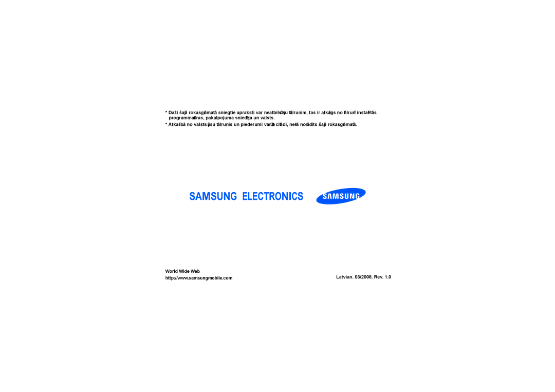 Samsung SGH-I450OKASEB, SGH-I450ABASEB manual Latvian /2008. Rev 