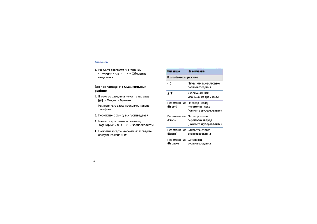 Samsung SGH-I450OKASEB Воспроизведение музыкальных файлов, Функции или → Обновить медиатеку, Функции или → Воспроизвести 
