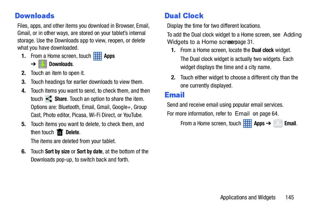 Samsung SGH-I497ZSAATT user manual Downloads, Dual Clock 