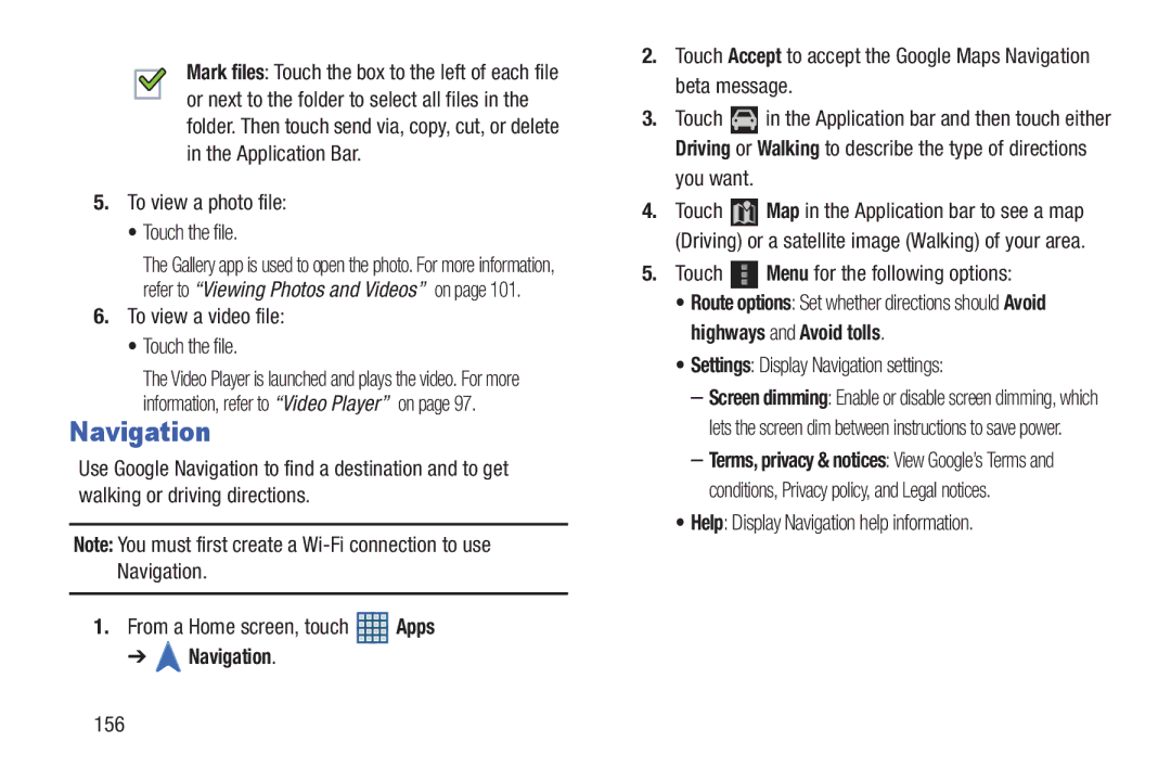 Samsung SGH-I497ZSAATT user manual Navigation 