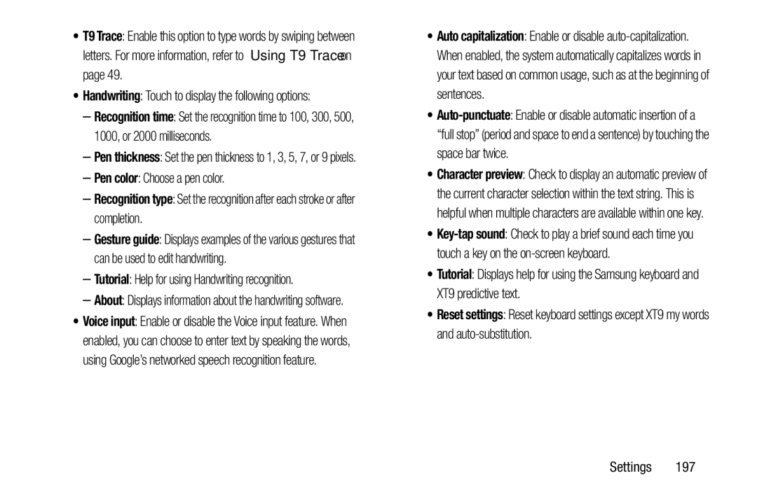 Samsung SGH-I497ZSAATT Handwriting Touch to display the following options, Tutorial Help for using Handwriting recognition 