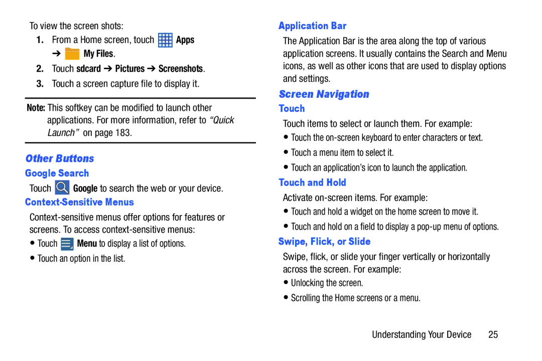 Samsung SGH-I497ZSAATT user manual Other Buttons, Screen Navigation 