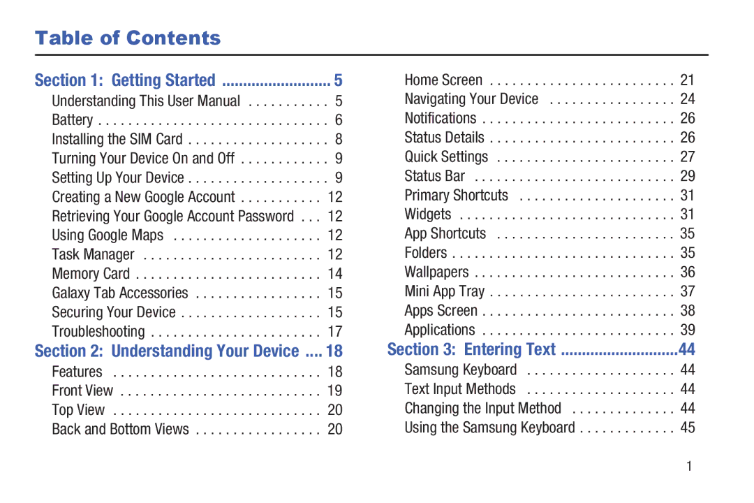 Samsung SGH-I497ZSAATT user manual Table of Contents 