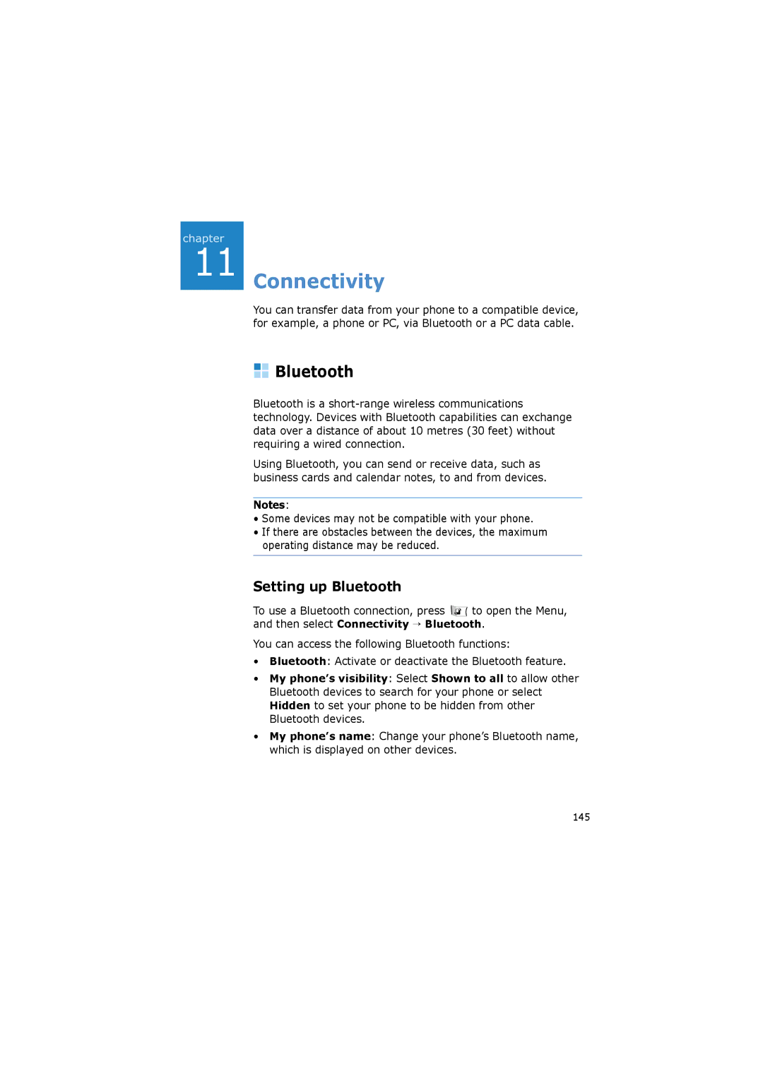 Samsung SGH-I520DKVOMN, SGH-I520DKAXET, SGH-I520DKVVGR, SGH-I520DKASER manual Connectivity, Setting up Bluetooth 