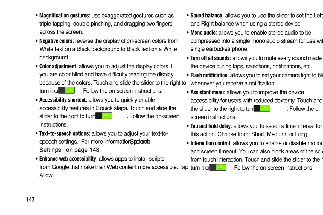 Samsung SGH-I537_UM 143, Assistant menu allows you to improve the device, This action. Choose from Short, Medium, or Long 