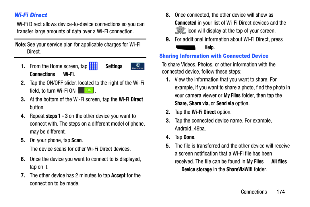 Samsung SGH-I537_UM user manual For additional information about Wi-Fi Direct, press, Help 