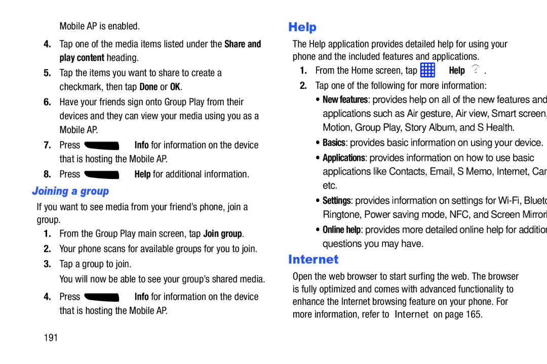 Samsung SGH-I537_UM Help, Joining a group, Tap a group to join, 191, From the Group Play main screen, tap Join group 