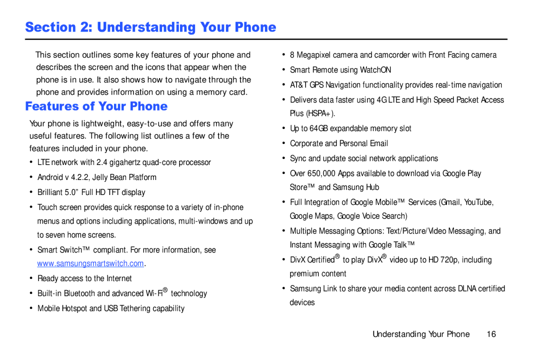 Samsung SGH-I537_UM user manual Features of Your Phone, Smart Remote using WatchON, Understanding Your Phone 