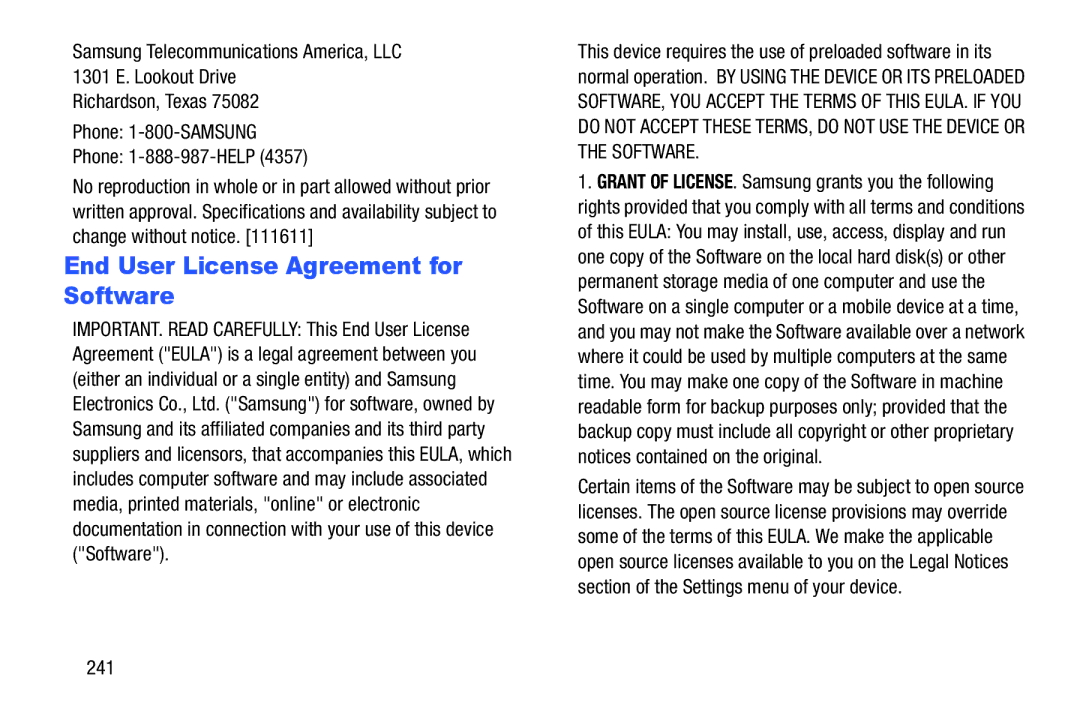 Samsung SGH-I537_UM user manual End User License Agreement for Software, 241 
