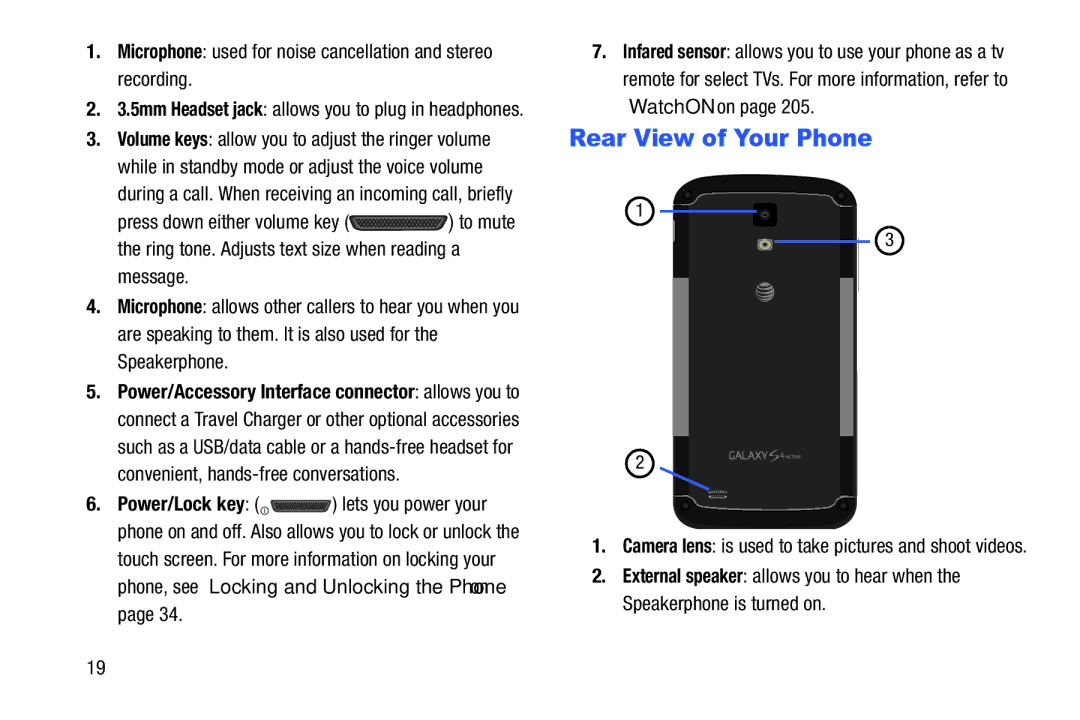 Samsung SGH-I537_UM user manual Rear View of Your Phone, Microphone used for noise cancellation and stereo recording 