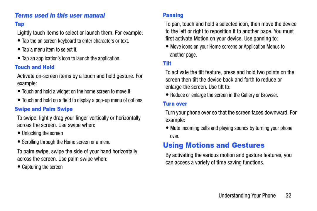 Samsung SGH-I537_UM user manual Using Motions and Gestures 