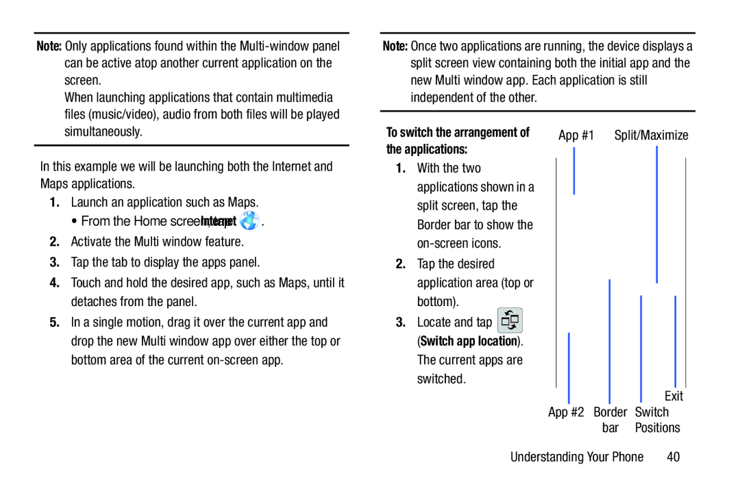 Samsung SGH-I537_UM user manual Tap the desired application area top or bottom 