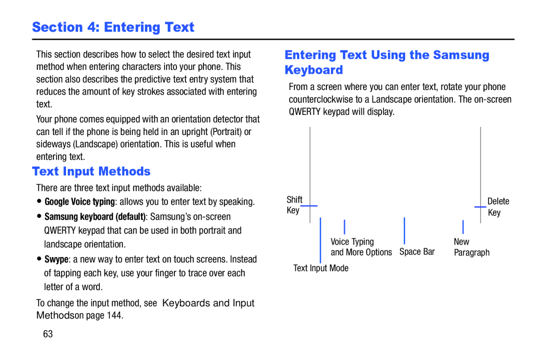 Samsung SGH-I537_UM user manual Text Input Methods, Entering Text Using the Samsung Keyboard 