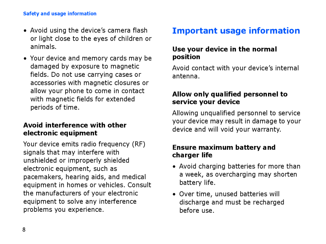 Samsung SGH-I550DKWARB manual Use your device in the normal position, Avoid contact with your device’s internal antenna 