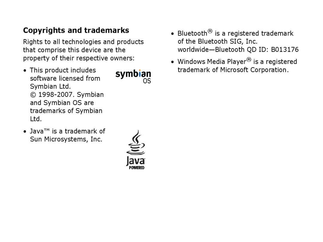 Samsung SGH-I550DKWMED, SGH-I550DKFXSG, SGH-I550DKWARB, SGH-I550DKWTUR, SGH-I550DKMXSG manual Copyrights and trademarks 